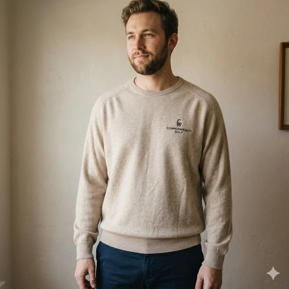 B. Draddy Top Mens XXL Tan 100% Scottish Cashmere‎ Commonwealth Golf Old Money